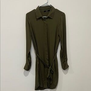 Quince Washable Stretch Silk Shirt Dress small